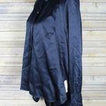 XCVI Thomasin Satin Blouse Hi-Low Hem Navy Blue Photo 3