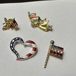 Lot Of 4 American Flag Patriotic Brooch / Lapel Tack Pins Angel, Heart Photo 0