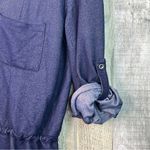 Love Culture  Large Navy Blue V-Neck Tabbed Sleeves Drawstring Waistband Shirt Photo 5