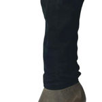 Joy Chen Women's Black Brown Suede Leather Round Toe Heeled Tall Boots Size 7 Photo 0