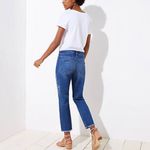 Loft  Floral Embroidered Boyfriend Jeans Cropped Raw Hem Blue 4 27 Photo 5