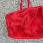 Hollister Womens Bikini Top Small Red Ribbed Square Neck Spaghetti Strap Bandeau Photo 1