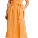 Marine layer Women's Valencia Midi Wrap Dress Golden Yellow Size XS Photo 0