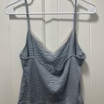 Brandy Melville  Blue Striped White Lace Tank Top Photo 3