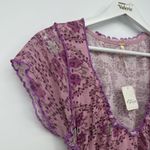 Free People  Oh My Baby Sheer Cropped Tee Lilac Size Large Boho Photo 1