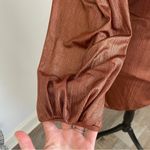 Venti6 Metallic Copper Long‎ Sleeve Dress Medium One Shoulder Asymmetrical Party Brown Photo 5