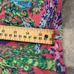 Stella Parker Shift Dress Womens Large Pink Green Tropical Ocean Print Rayon Photo 8