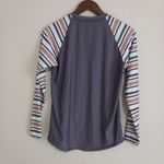 O'Neill  M Slim Fit Rash Guard Top in Gray Orange Accent Striped Photo 2