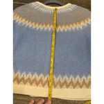 J.Crew Fair Isle Cardigan in Frosted Tundra Snow Brushed Yarn Sweater Medium Blue Photo 9