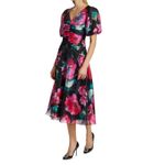 Teri Jon Rickie Freeman Black Floral Organza V Photo 3