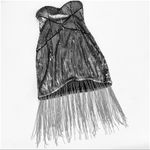 Bebe Sequin Chain Fringe Hem Strapless Cocktail Dress Photo 3