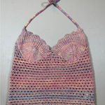 SheIn  Multicolor Crochet Knit Halter Crop Top Scallop Boho Festival L Photo 0