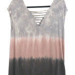 American Eagle  Soft Top V Neck Tie Dye Size Medium Multicolor Colorblock Photo 0