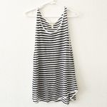 Eileen Fisher NEW  White Black Fine Linen Crepe Stripe Knit Long‎ Tank Top Small Photo 1