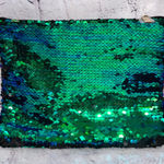 Tarte Sequin Reversible Mermaid Green Black Makeup Cosmetic Bag‎ Photo 0