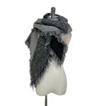 Italian Cashmere & Wool Asymmetrical Wrap Scarf Black Photo 4