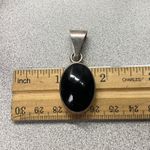 Vintage Mexico 925 Silver Genuine Black Onyx Oval Pendant Classic Necklace Charm Photo 3