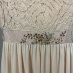 Adrianna Papell Beaded Lace and Chiffon A-Line Evening Gown Cream Size 6 Dress Photo 7