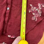 Anthropologie Fig & Flower Top Women Size Medium Maroon Embroidered Tunic Shirt Photo 5