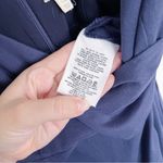 Anthropologie • Chino Jumpsuit navy blue wide leg wrap tie waist stretch twill Photo 6