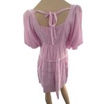 easel  Pink Babydoll Puff Sleeve Pleated Tiered Dress NWT Small Cottage Fairy Photo 6