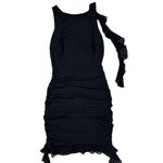 White Fox Boutique  - Ruched Low back Mini Dress with Frill Details in Black Photo 1