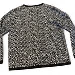 Nina Leonard  black and white leopard print cardigan sweater Size Large Photo 1
