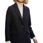 J.Crew Wool Blend Melton Boyfriend Coat One Button Navy Blue Size 12 Photo 0