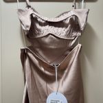 Princess Polly Champagne Satin Dress Photo 4