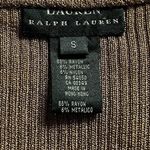 Ralph Lauren Lauren Women's Metallic Knit Sweater Sz S Brown Gold Short Sleeve Photo 2
