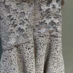 Badgley Mischka Elegant Lace Strapless Dress in Light Gray Photo 3