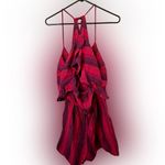 Anthropologie Amadi Amelia Red Linen Stripe Shorts Romper NWOT Pink Size M Photo 1