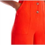 AQUA  Women's Orange Button-Front Jumpsuit Wide Leg Sleeveless‎ Back Cut Out Photo 4