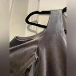 One Clothing Y2K Gray Cold Shoulder Velvet V Neck Ruffle Cuff Blouse Size Small Photo 1