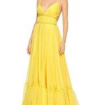 Mac Duggal NWT  Tier Cut Out Yellow Chiffon Gown 4 in Buttercup Photo 0