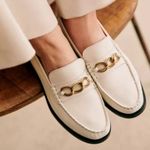 Sézane Sezane Vicky Loafers Elegant Cream/White Leather in smooth Ecru chain detail 42 Photo 10