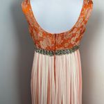 Vintage 60s Orange Empire Waist Sleeveless Chiffon Maxi Gown Size M Photo 6