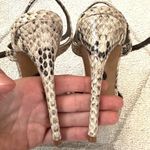 Tory Burch Tan/Brown/Cream Snakeskin Leather Criss Criss Open Toe Heels Photo 2