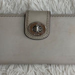 Coach Vintage Beige Leather Turnlock Wallet Clutch Foldover Billfold Card Holder Photo 0
