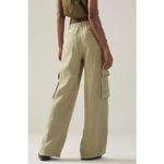 Sanctuary  Anthropologie Hopper Straight Leg Cargo Pants Green 100% Linen Sz 26 Photo 1