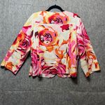 LINEAR Floral Print‎ Button Front Embellished Jacket Blazer XL Roses Pink Photo 6