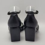 Coldwater Creek Cross Over Stitch Low Wedge Ankle Strap Leather Upper Sandal Black Size 9.5 Photo 4