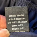 HYFVE  Women's Long Sleeve Top Blouse Button Ruffle Peplum‎ Hem Navy Blue Small Photo 5