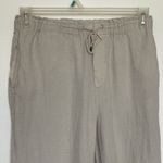 Mango MNG Womens Sz Small Pants High Rise Minimalist Beige Drawstring 100% Linen Photo 2