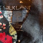 Silkland Women's Shirt Long Sleeve Kimono Top Black Red Beaded Flowers Silk Sz M Size M Photo 5