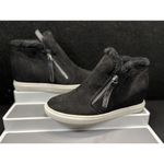 Madden Girl Prevale Black Suede Hidden Wedge Fur Boot Zippers Size 8.5 Photo 2