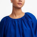 Madewell Shirred Puff Sleeve Top Cotton Silk Voile in Bright Sapphire Size Large Photo 2