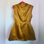 NWT Odd Muse Bronze Satin The Ultimate Muse Straight Neck Ruched Mini Dress L Gold Size L Photo 5