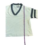 Faherty  Sunwashed Slub Varsity Tee Organic Cotton V Neck Size M Navy Stripes Photo 6