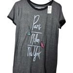 The Print Shop Short Sleeve Gray Paris New York Milan Graphic Tee Sz L NWT Size L Photo 1